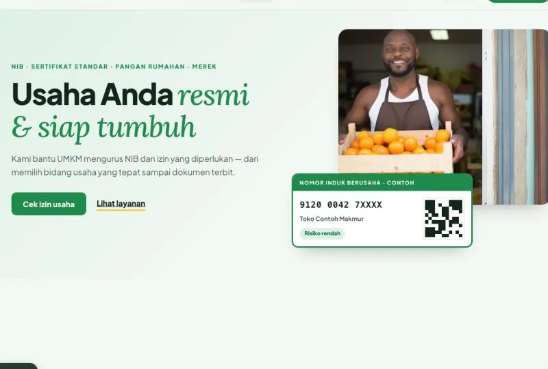Tampilan theme Jasa NIB & Perizinan Usaha