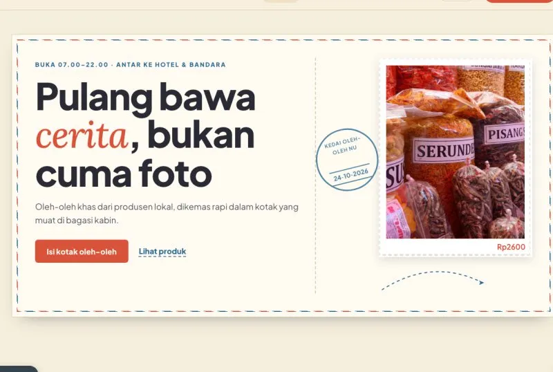 Tampilan theme WordPress Pusat Oleh-oleh Khas Daerah