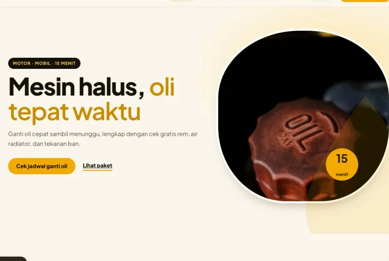Tampilan theme WordPress Ganti Oli Express