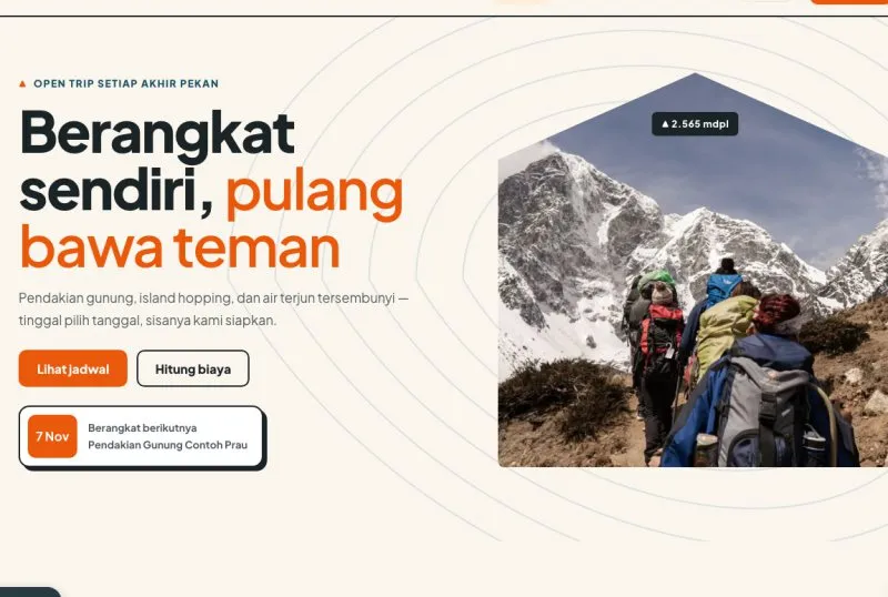 Tampilan theme Open Trip & Pendakian