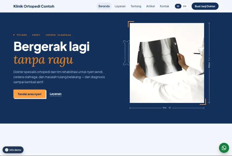 Tampilan template Klinik Ortopedi