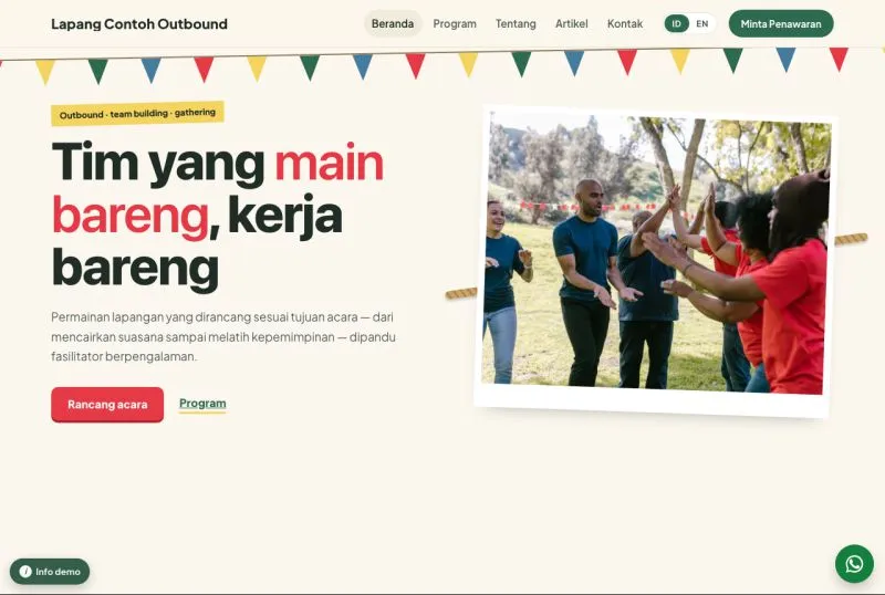 Tampilan template Outbound & Team Building