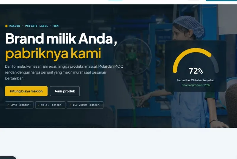 Tampilan template Maklon & Manufaktur OEM