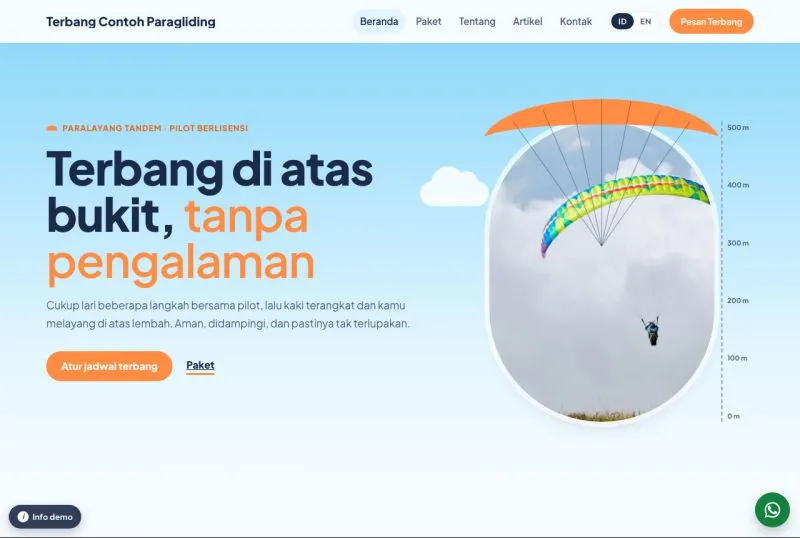 Tampilan template Paralayang Tandem