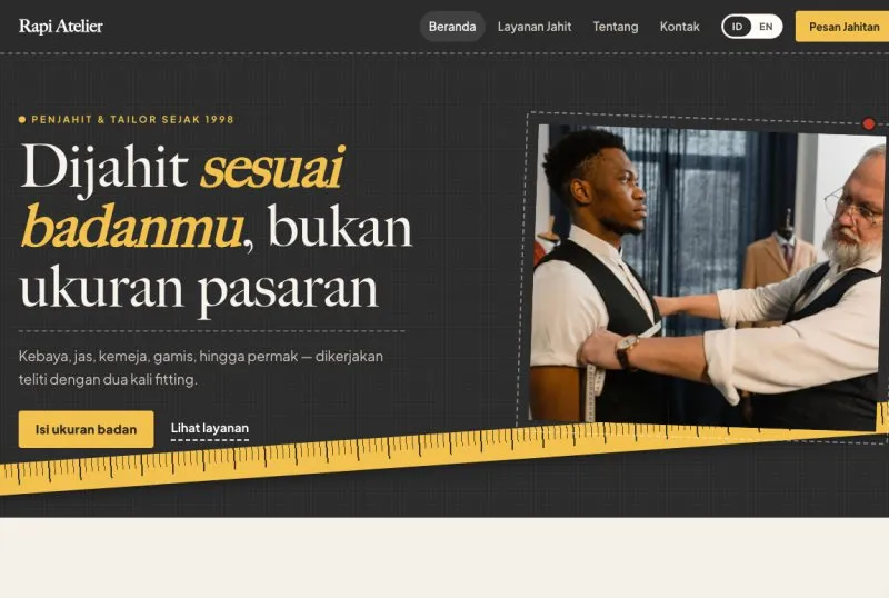 Tampilan theme Penjahit & Tailor