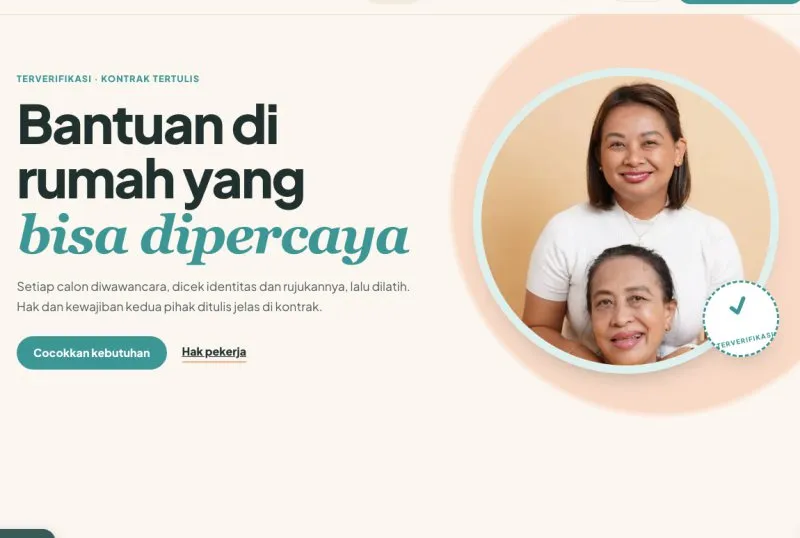 Tampilan theme WordPress Penyalur ART & Pengasuh