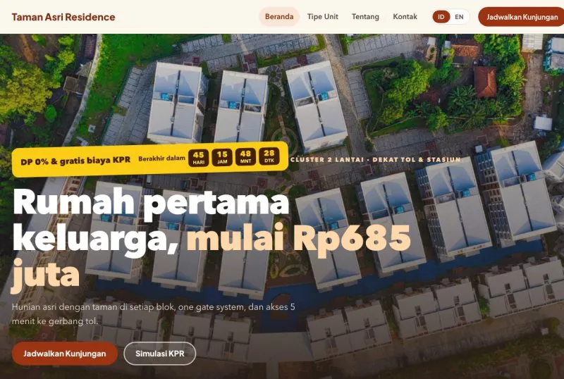 Tampilan theme Developer Perumahan