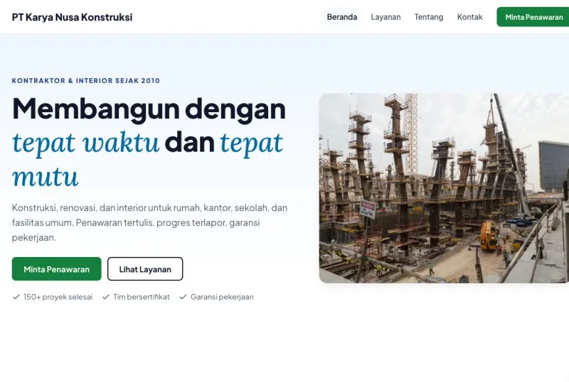 Tampilan theme WordPress Company Profile 1