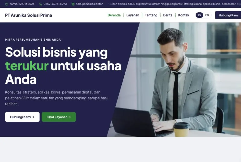 Tampilan theme WordPress Company Profile 2