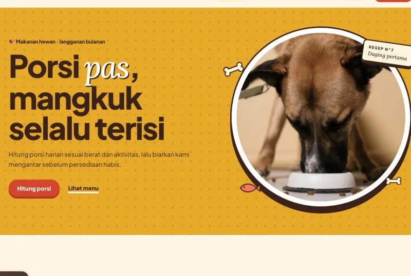 Tampilan theme Pet Food Langganan