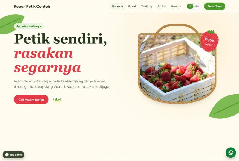 Tampilan template Agrowisata Petik Buah