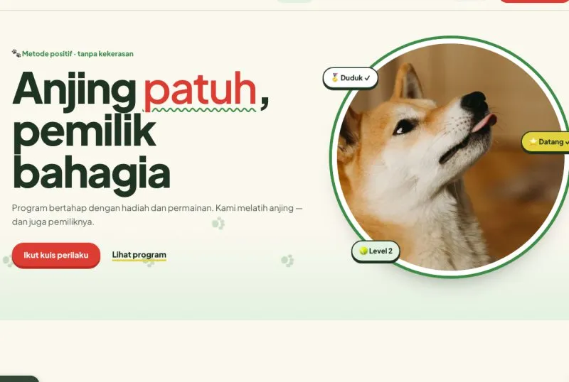 Tampilan theme WordPress Pelatihan Anjing