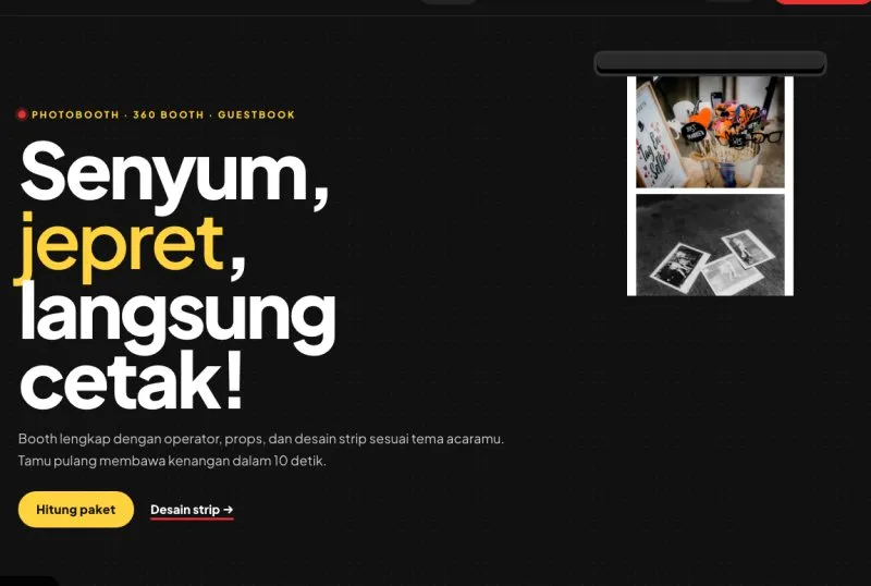 Tampilan theme WordPress Photobooth