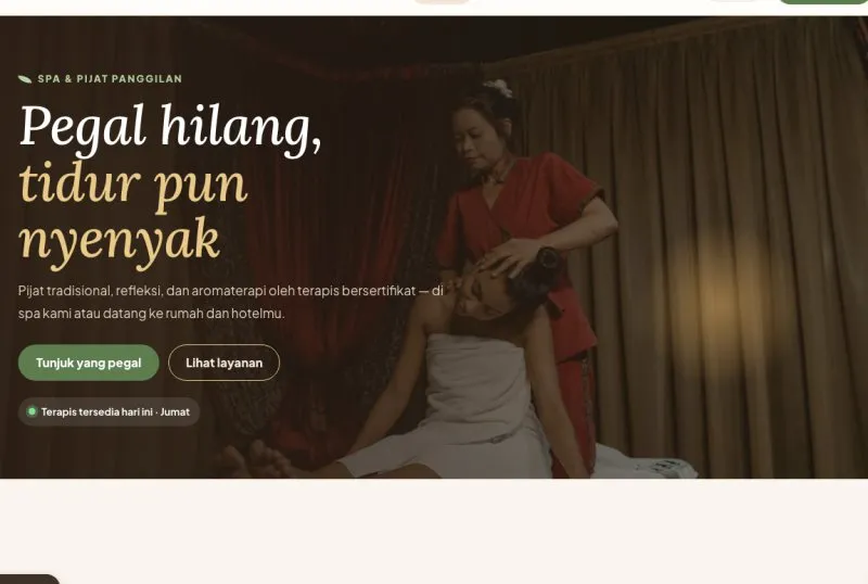 Tampilan theme WordPress Pijat & Refleksi Panggilan