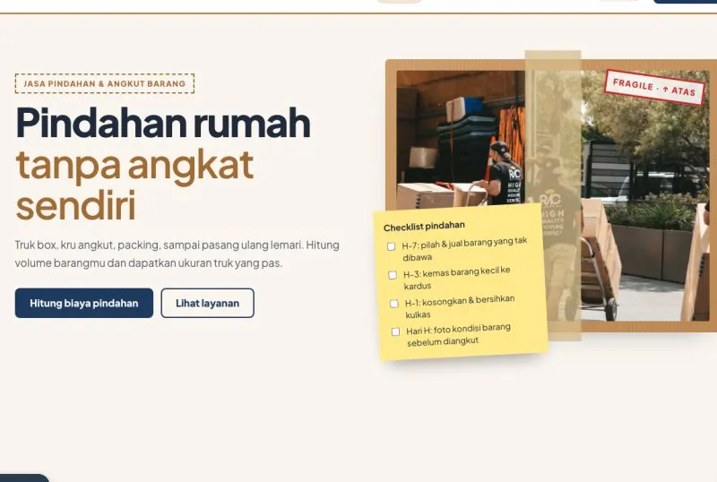 Tampilan theme WordPress Jasa Pindahan