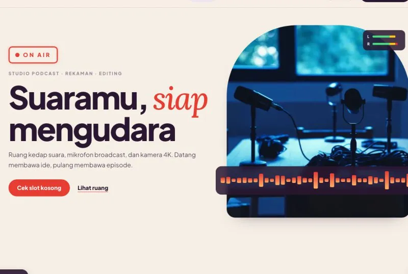 Tampilan theme Studio Podcast & Rekaman