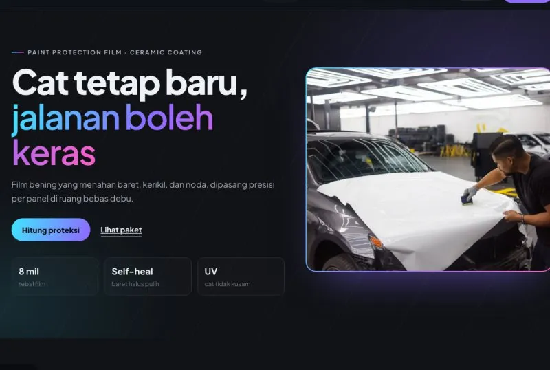 Tampilan theme WordPress PPF & Ceramic Coating