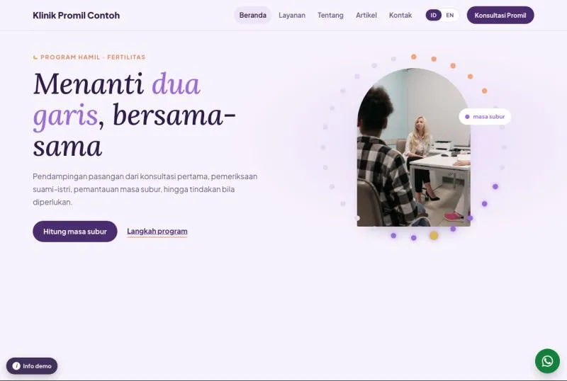 Tampilan theme WordPress Klinik Program Hamil