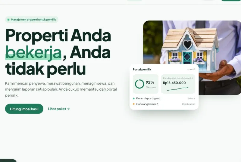 Tampilan theme WordPress Manajemen Properti