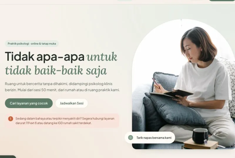 Tampilan template Psikolog & Konseling