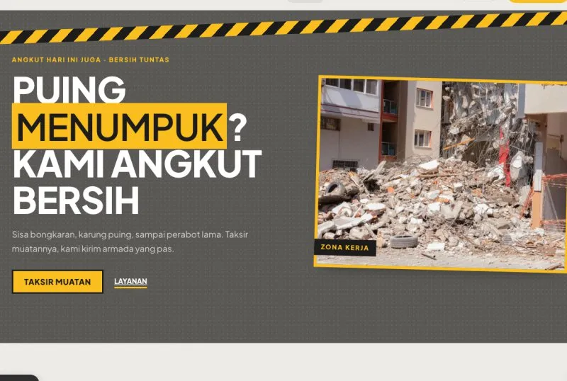 Tampilan template Angkut Puing & Bongkar Bangunan