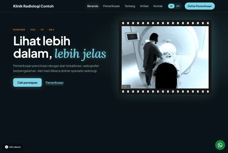 Tampilan theme WordPress Klinik Radiologi