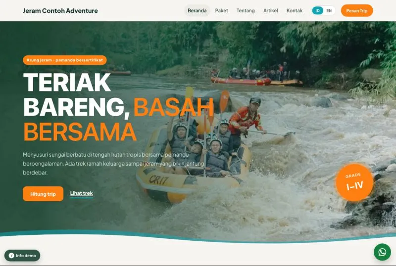 Tampilan template Arung Jeram