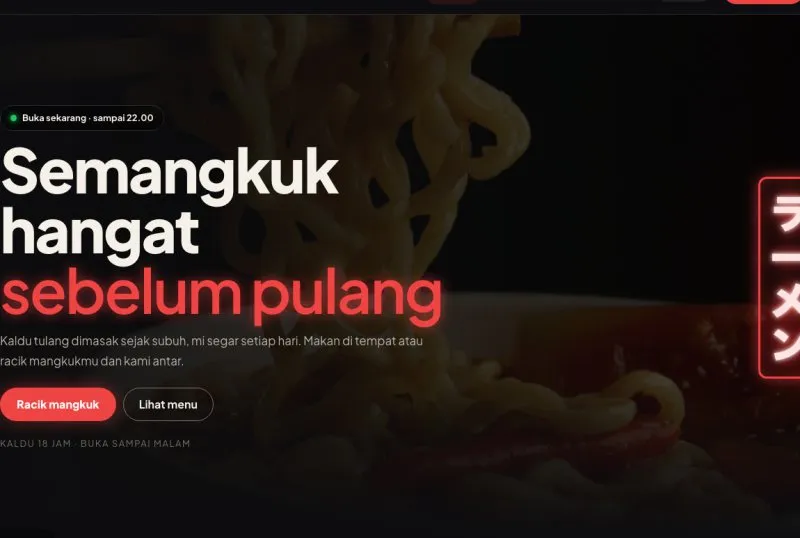 Tampilan template Kedai Mi & Ramen
