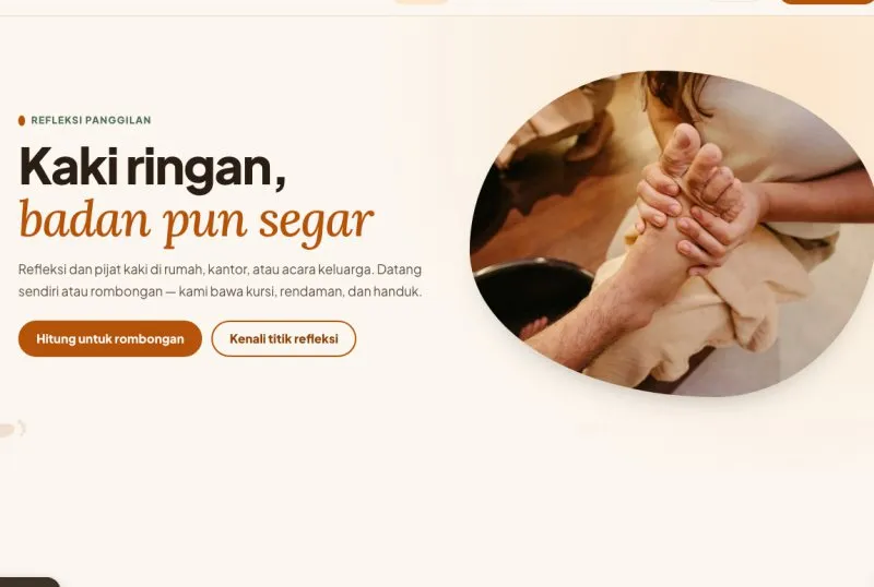 Tampilan theme WordPress Refleksi Kaki Panggilan