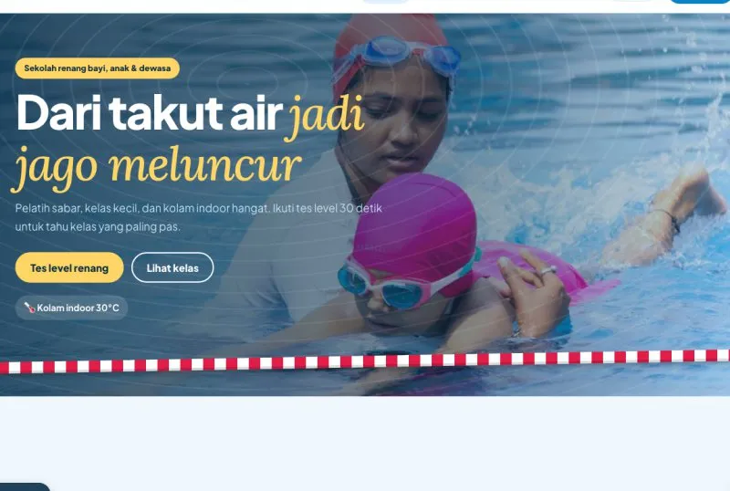 Tampilan theme WordPress Les Renang