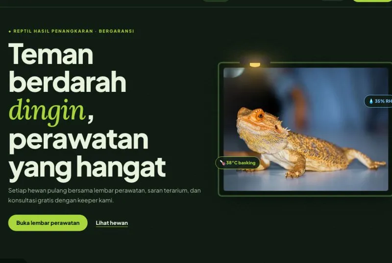 Tampilan theme Reptil & Hewan Eksotis