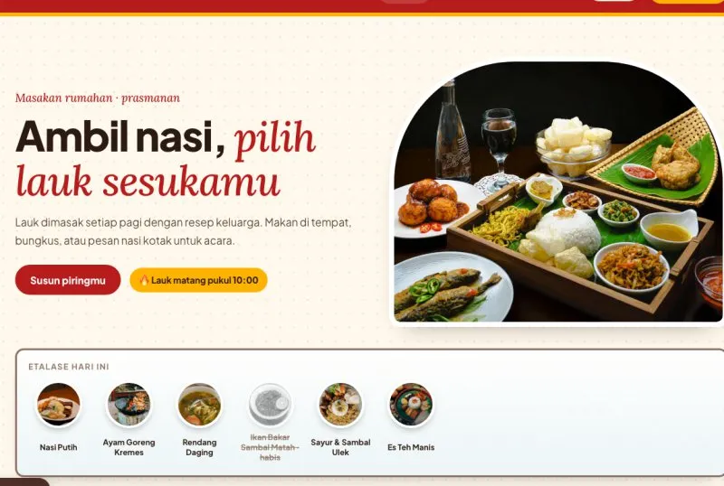 Tampilan theme WordPress Rumah Makan