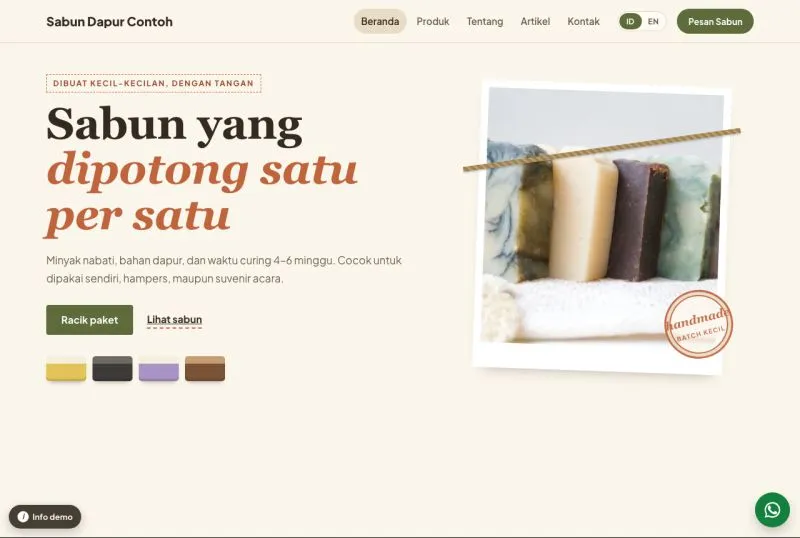 Tampilan theme WordPress Sabun Handmade