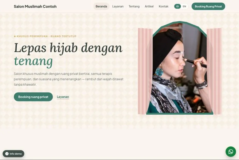 Tampilan template Salon Muslimah