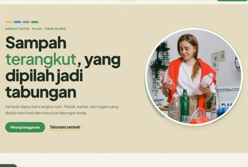 Tampilan theme Angkut Sampah & Bank Sampah