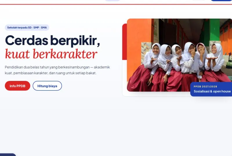 Tampilan theme WordPress Sekolah (SD/SMP/SMA)
