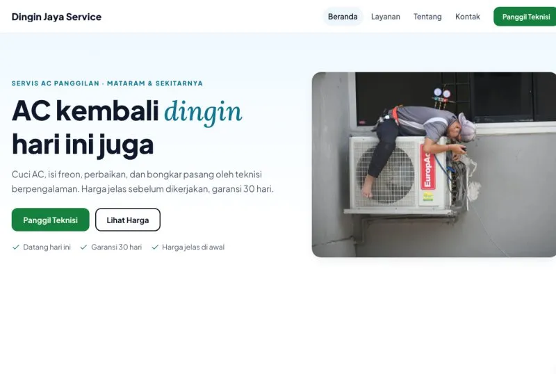 Tampilan theme Servis Pro