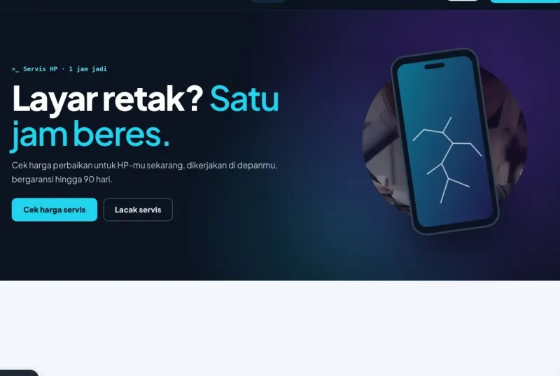 Tampilan template Servis HP & Gadget