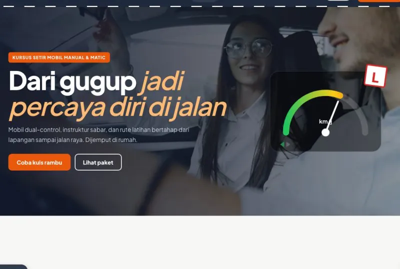 Tampilan theme Kursus Mengemudi
