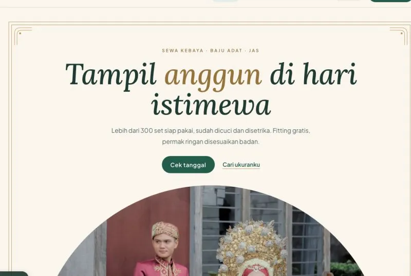 Tampilan theme Sewa Baju & Kebaya