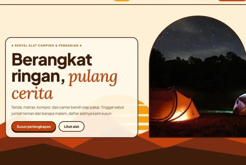 Tampilan theme Sewa Alat Camping