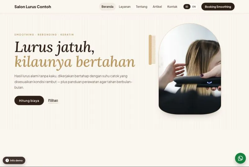 Tampilan template Salon Smoothing & Keratin