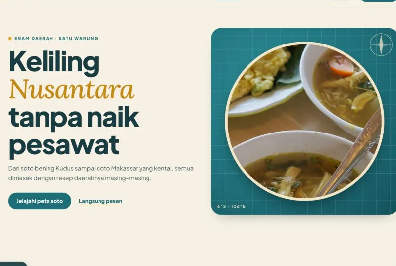 Tampilan theme WordPress Soto Nusantara