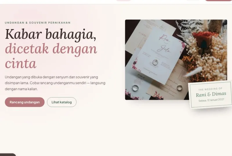 Tampilan theme Undangan & Souvenir Pernikahan