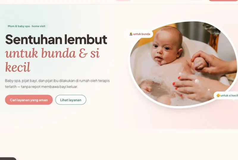 Tampilan theme Mom & Baby Spa