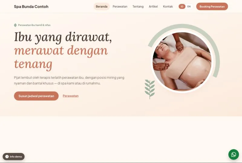 Tampilan template Spa Ibu Hamil & Nifas