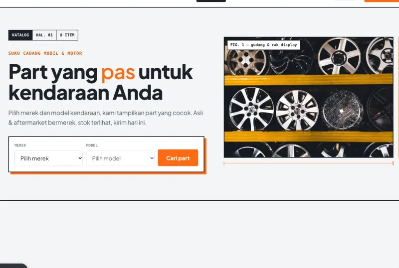 Tampilan theme Sparepart & Aksesori