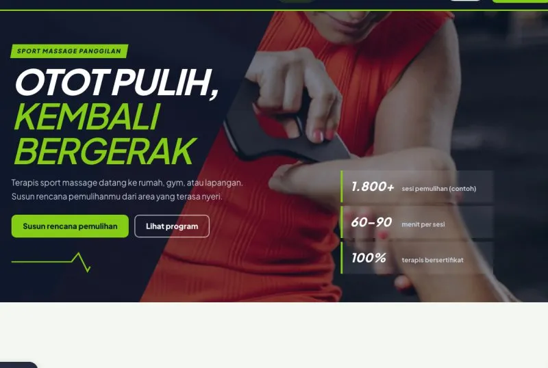 Tampilan theme WordPress Sport & Recovery Massage
