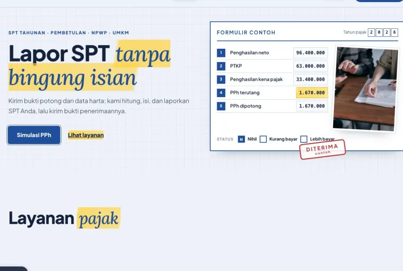 Tampilan theme Jasa Lapor SPT & Konsultasi Pajak