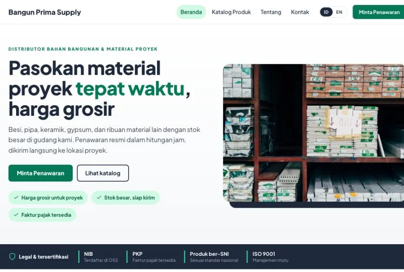 Tampilan theme Distributor & Supplier